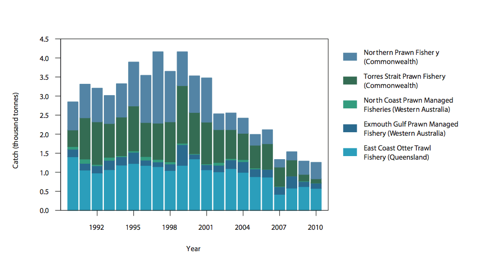 Figure 2: Commercial catch of Endeavour Prawns in Australian waters, 1990–2010 (calendar year) 