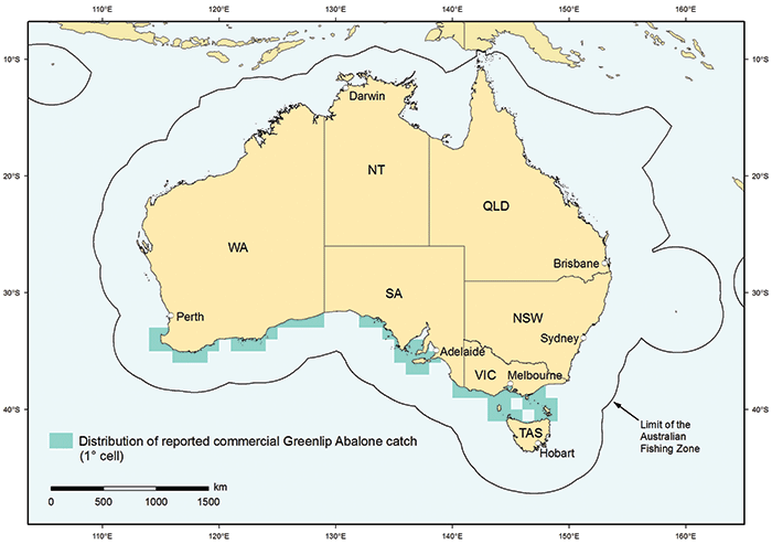 Greenlip Abalone distribution map