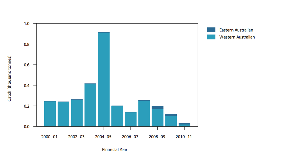 Figure 2: Commercial catch of Sandbar Shark in Australian waters, 2000–01 to 2010–11 (financial year).