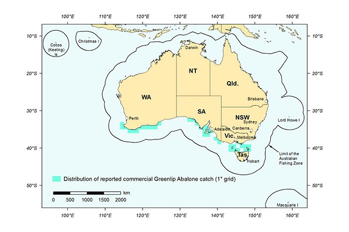 Greenlip Abalone distribution map